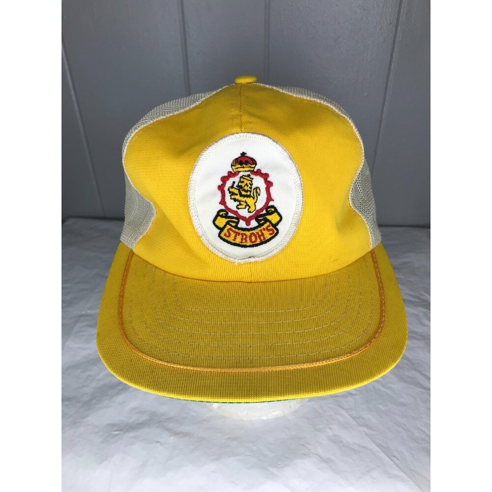 Vintage 1970's Stroh’s Baseball Cap Trucker Fishing Beer mesh snapback hat
